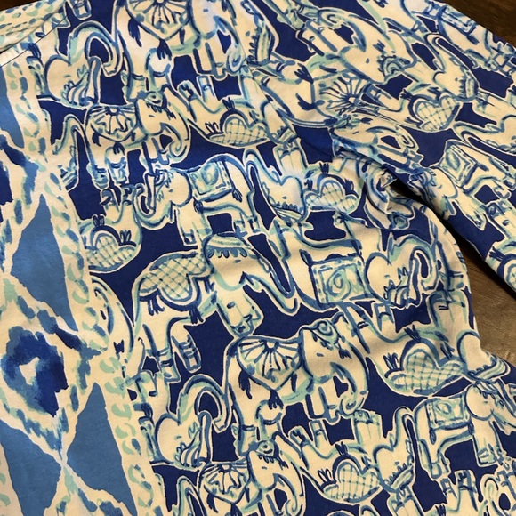 Lilly Pulitzer Blue/White Ophelia Swing Dress Get Trunky Print - Picture 2 of 4